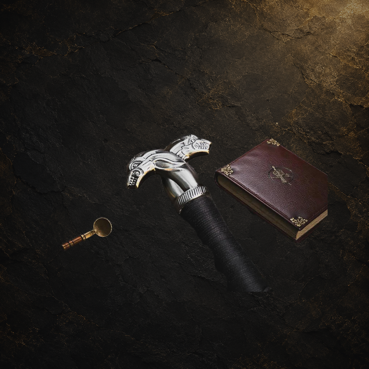 Witcher display sword replica and available variations, view 4 on charcoal slate background
