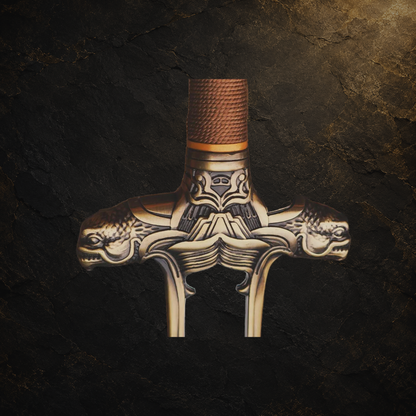 Conan Atlantean display sword replica, view 2 on charcoal slate background