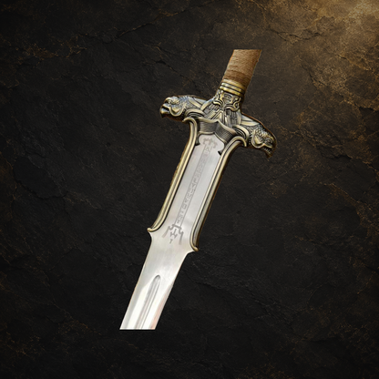 Conan Atlantean display sword replica, view 6 on charcoal slate background