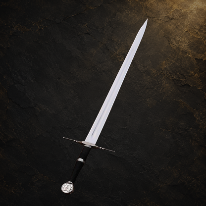 Geralt of Rivia display sword replica, view 4 on charcoal slate background