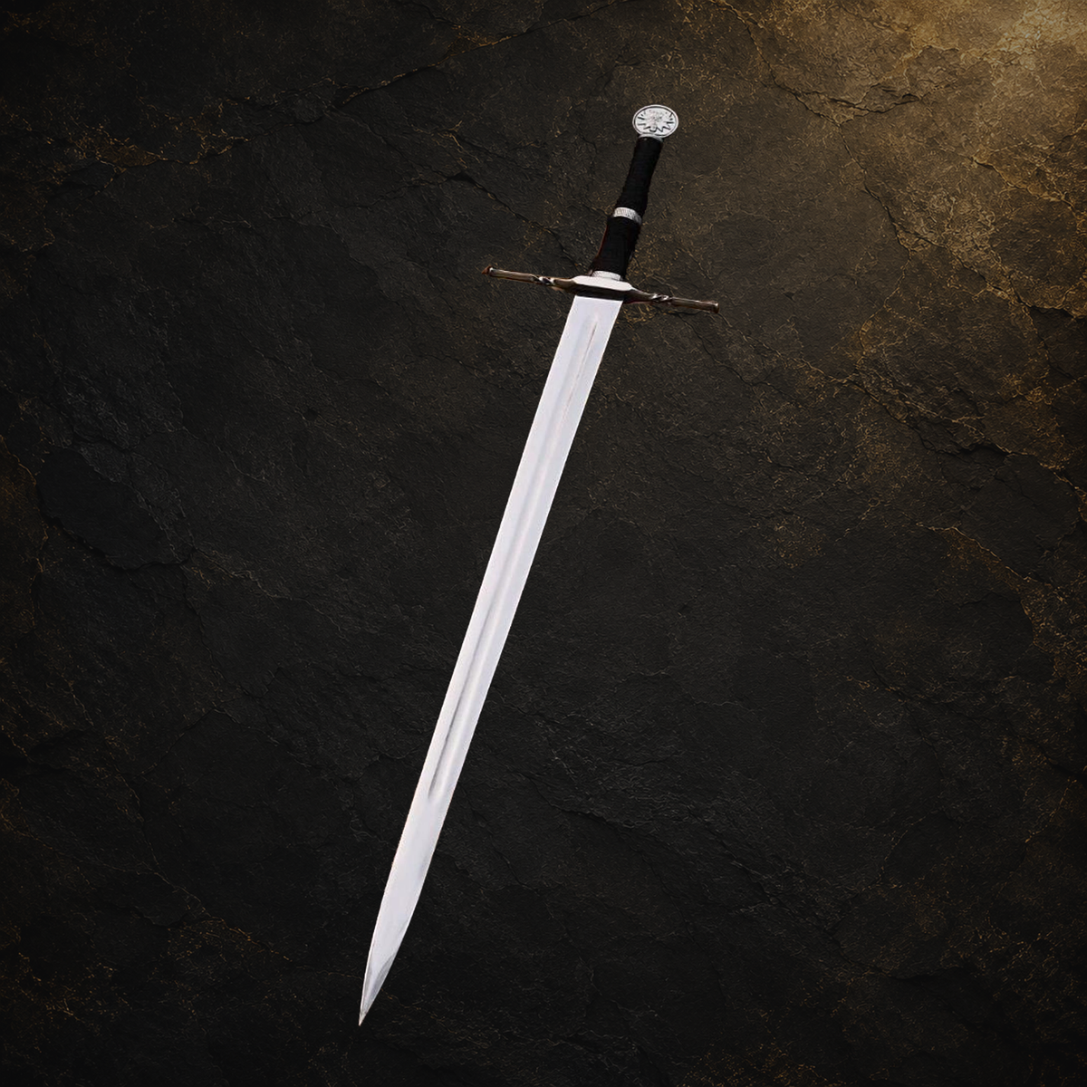 Geralt of Rivia display sword replica, view 5 on charcoal slate background