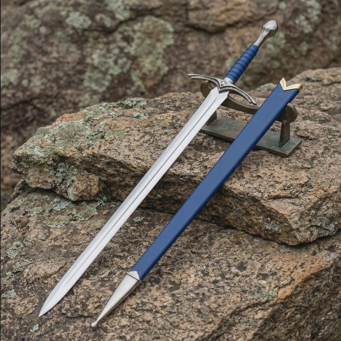 Blue Fantasy Wizard Sword Replica with Scabbard – Medieval Cosplay Prop & Collectible
