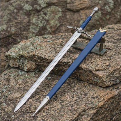 Blue Fantasy Wizard Sword Replica with Scabbard – Medieval Cosplay Prop & Collectible