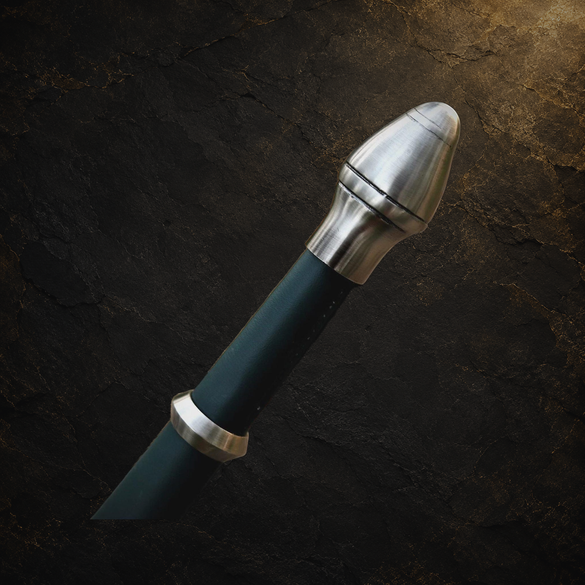Ranger sword replica and scabbard, view 14 on charcoal slate background