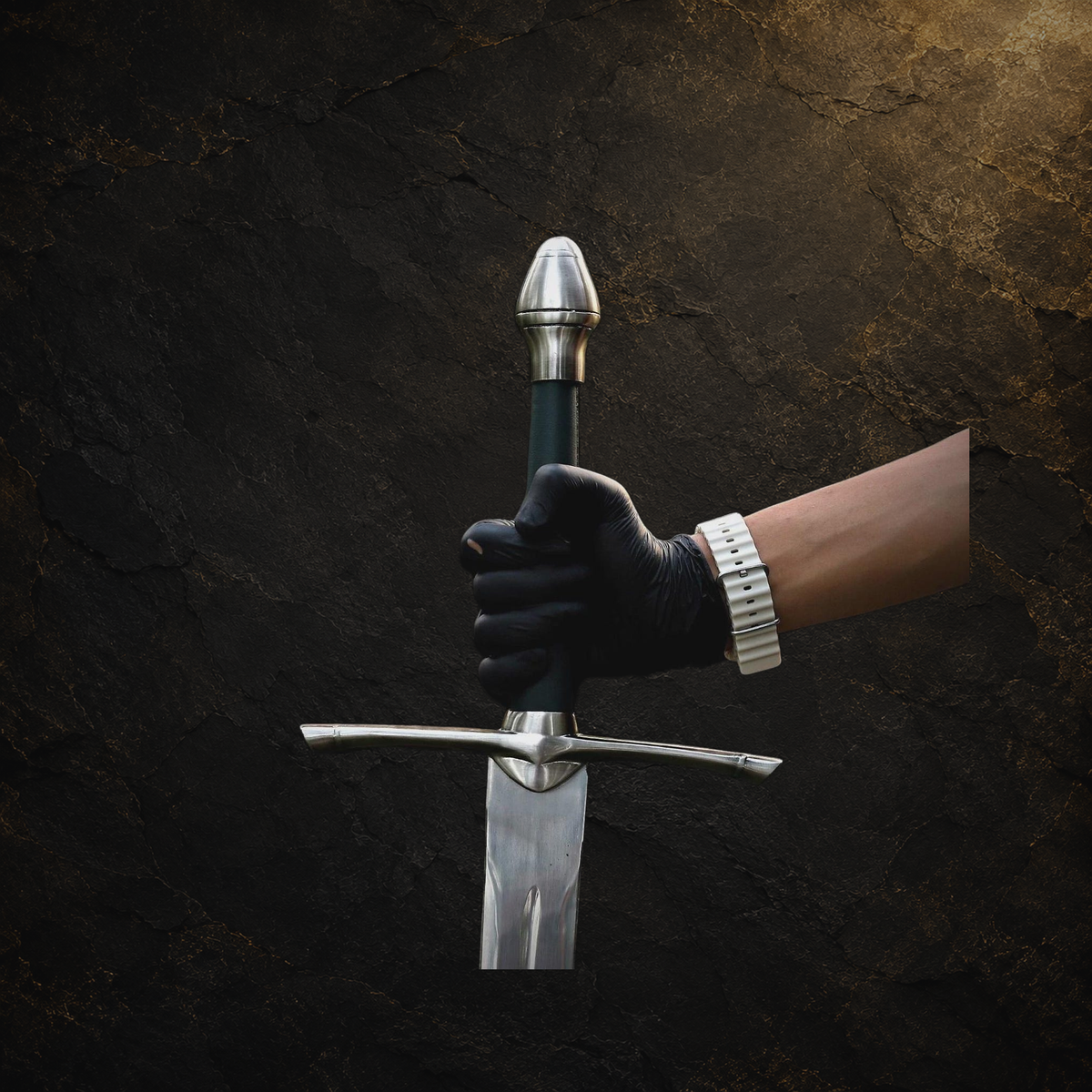 Ranger sword replica and scabbard, view 15 on charcoal slate background