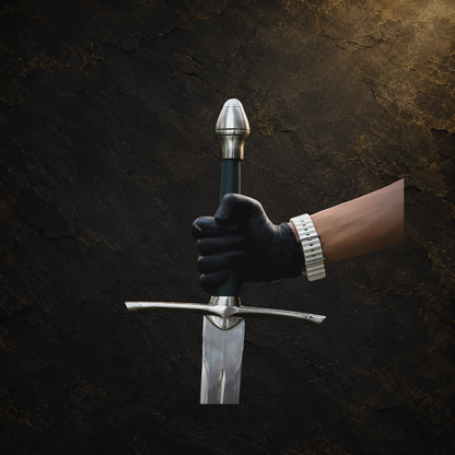 Ranger sword replica and scabbard, view 15 on charcoal slate background