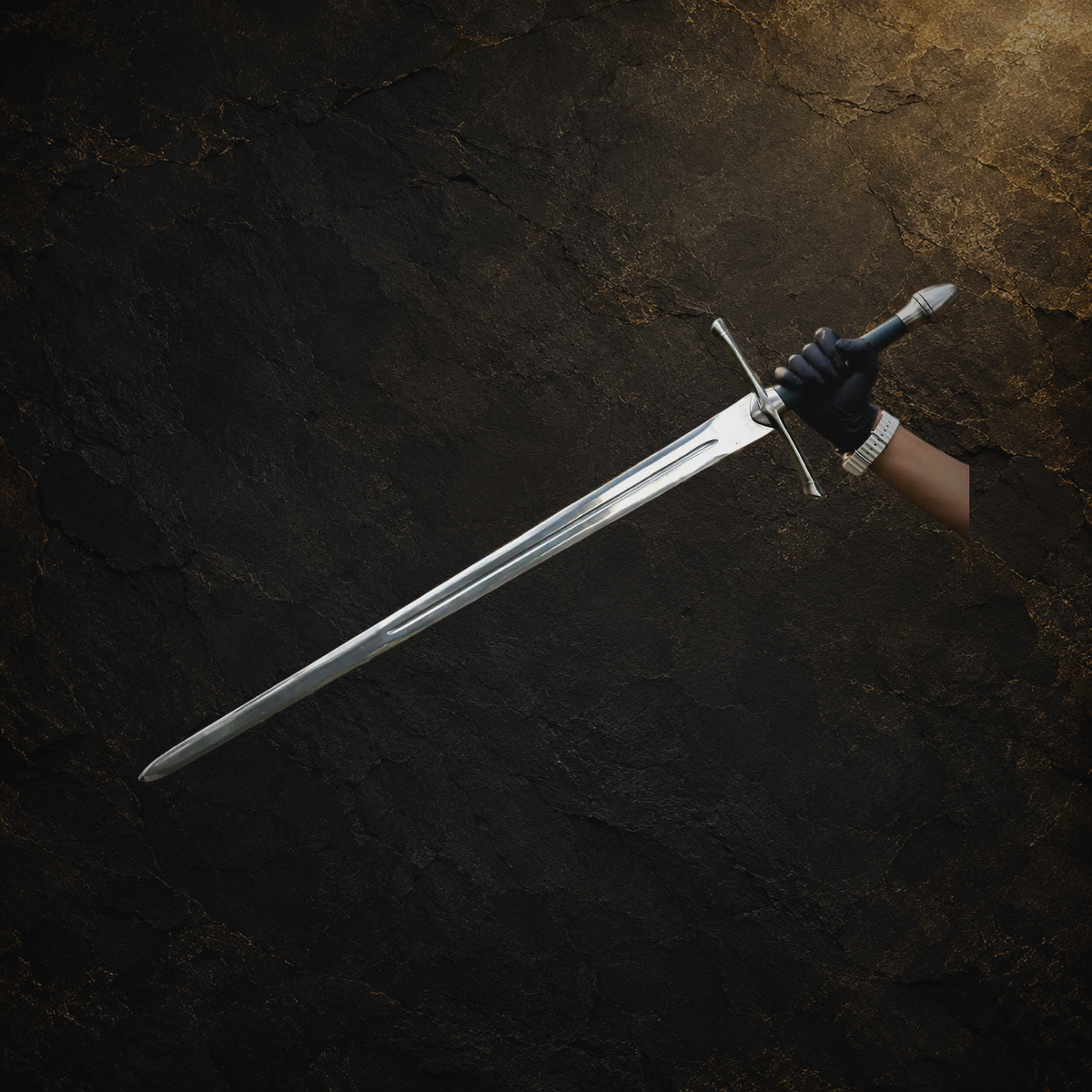 Ranger sword replica and scabbard, view 16 on charcoal slate background