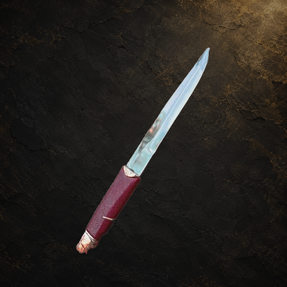Ranger sword replica and scabbard, view 8 on charcoal slate background